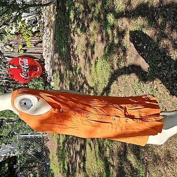 FOR CYNTHIA linen viscose orange side button tunic dress size M - Picture 7 of 15
